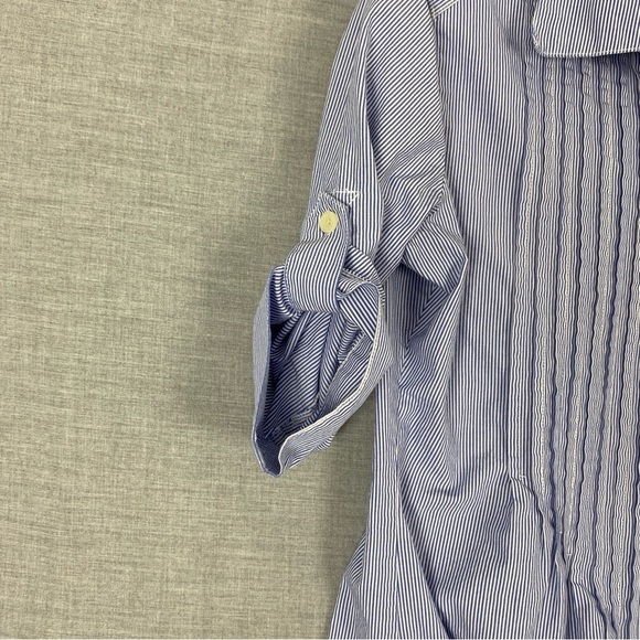 Levi's Pinstripe Button Up Shirt Cotton Button Tab Sleeves and Cuff Sz Small - Picture 4 of 8